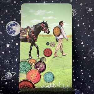 The tarot card the Knight of Pentacles