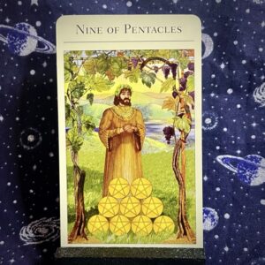 The Tarot card the Nine of Pentacles