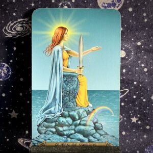 The tarot card, the Queen of Swords