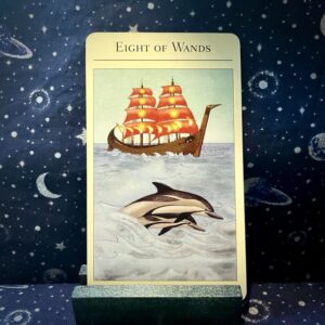 The tarot card, the Eight of Wands