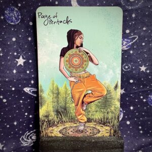 The tarot card, the Page of Pentacles